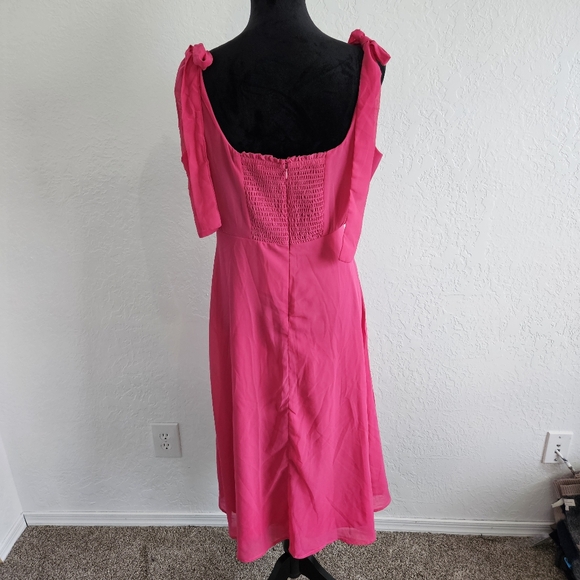 NWT Beyond Words Women's Pink Tie-Strap Tank Dress Size XL Chiffon Barbiecore - Picture 5 of 10